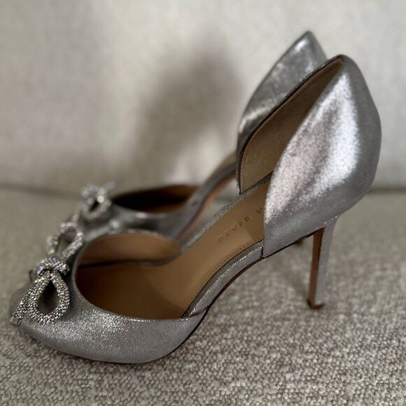 NEW Veronica Beard Gadot Bow Heels in Silver - Picture 3 of 11